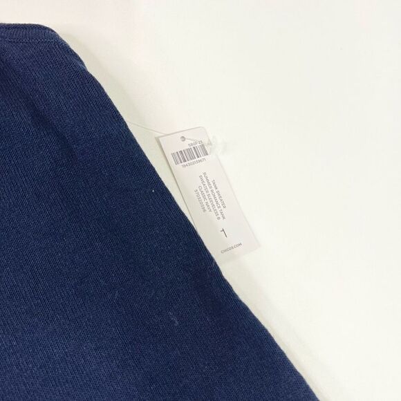 Chico's Tank Sweater Women's Navy Blue 1 Medium Romance Sleeveless Cotton NWT - Picture 2 of 9